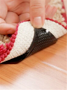 4 Cái/bộ Cao Su Hình Tam Giác & Thảm Pu Chống Trượt, Cố Định Giá Đỡ - màu đen - Xem 1