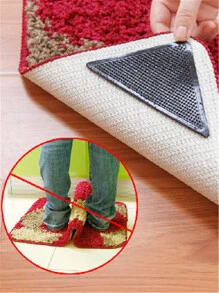 4 Cái/bộ Cao Su Hình Tam Giác & Thảm Pu Chống Trượt, Cố Định Giá Đỡ - màu đen - Xem 10
