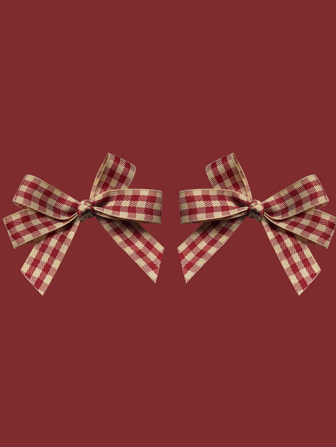 2pcs Plaid Pattern Bow Decor Hair Clip Cute Valentine's Day Valentines Claw Clips Hair Claws Hair Barrettes, School Stuff, Elegant, College, Winter Outfit For Women, Bows, Hair Accerssories