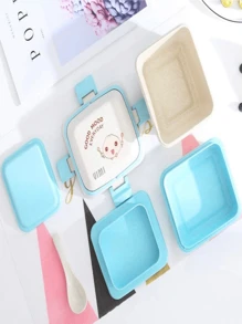 Lonchera Ecológica Infantil Box Lunch Escolar 3 Niveles BPA free - Azul - Ver 3
