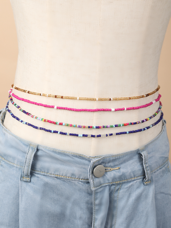 4pcs Bohemian Style Multifunctional Beaded Long , Waist Chains