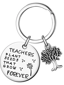 時尚的包掛件，帶字母印刷的鑰匙扣鑰匙鏈持有人，金屬汽車鑰匙鏈，父親節禮物，生日禮物，包配飾品，包飾，禮品，情人節，時尚潮流，青少年女孩，女士，大學生，教師，白領工人，菜鳥和白領工人禮品配件，裝飾品，禮品，有趣的禮品，有趣的禮物，鑰匙扣，感謝禮品，畢業禮物，情侶鑰匙圈，學校用品，老師禮物，返校用品，老師配件 - 銀色 - 查看 2