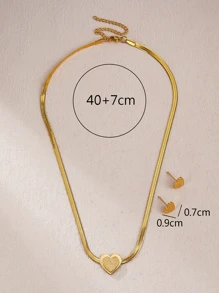 1 套时尚百搭的极简心形设计 - 金黃色 - 查看 3