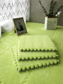 2pcs/set Solid Color Rug, Modern Polyester Floor Carpet For Home - Green - View 4