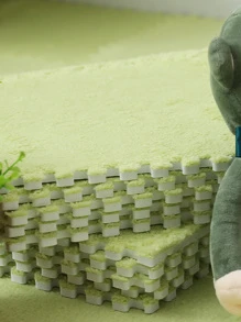 2pcs/set Solid Color Rug, Modern Polyester Floor Carpet For Home - Green - View 1