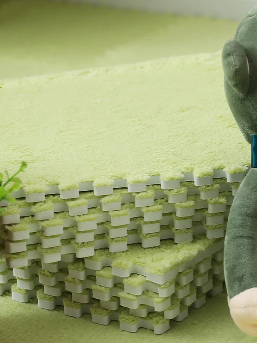 2pcs/set Solid Color Rug, Modern Polyester Floor Carpet For Home - Green - View 1