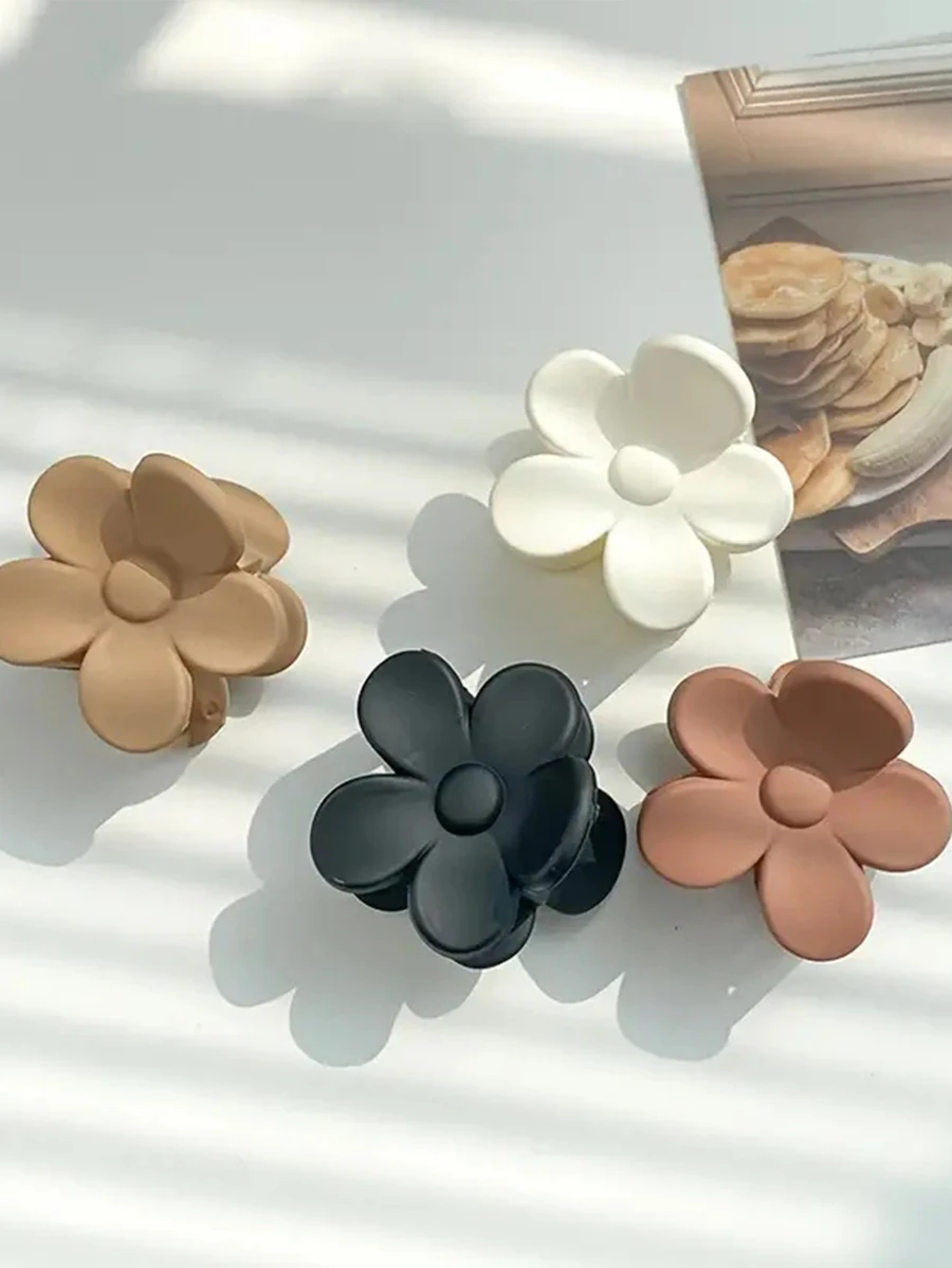 4pcs Flower Design Hair Claw Cutehair Clip Hair Jaw Clip Hair Clamps - Multicolor - View 1