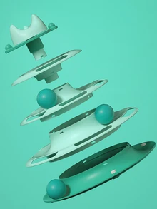 4-layers Feather & Rotating Ball Automatic Cat Teaser Toy - Green - View 6