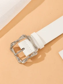 1pc Silver Fashion Versatile Belt, Casual Women's Everyday Waist Belt Summer, School Fall, Autumn, Halloween - White - View 7