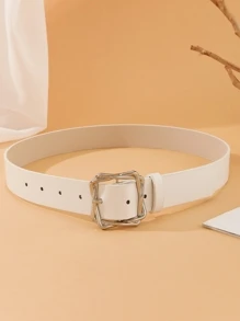 1pc Silver Fashion Versatile Belt, Casual Women's Everyday Waist Belt Summer, School Fall, Autumn, Halloween - White - View 4