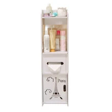 1 pieza Estante de almacenamiento de baño de madera - Blanco - Ver 2