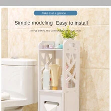 1 pieza Estante de almacenamiento de baño de madera - Blanco - Ver 5