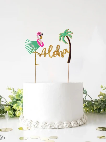 1pc Summer Party Hawaii Beach Sunshine Aloha Dessert Table Baking Cake Decorative Ornament