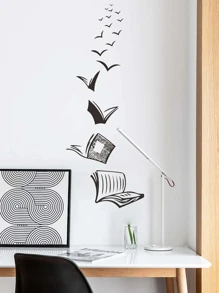 书籍印刷墙贴，黑色 PVC 防水自粘墙贴，用于家居装饰，贴纸，墙贴，用于家居装饰的乙烯基贴花，春季装饰品让您的家焕然一新，拉玛装饰贴纸