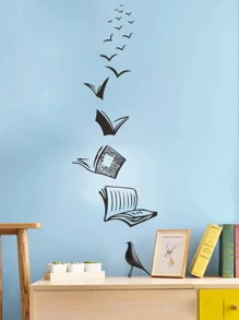 书籍印刷墙贴，黑色 PVC 防水自粘墙贴，用于家居装饰，贴纸，墙贴，用于家居装饰的乙烯基贴花，春季装饰品让您的家焕然一新，拉玛装饰贴纸