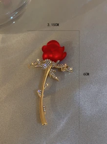 1入組女士玫瑰胸針精美設計優雅胸花時尚胸針別針連衣裙奢華方晶鋯石首飾配飾派對禮物 - 彩色 - 查看 2