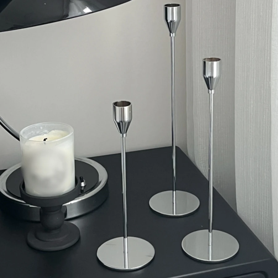3pcs Silver Candle Holders For Wedding & Party Decorations,Room Decor,Gifts Birthday Graduation - Silver - View 1