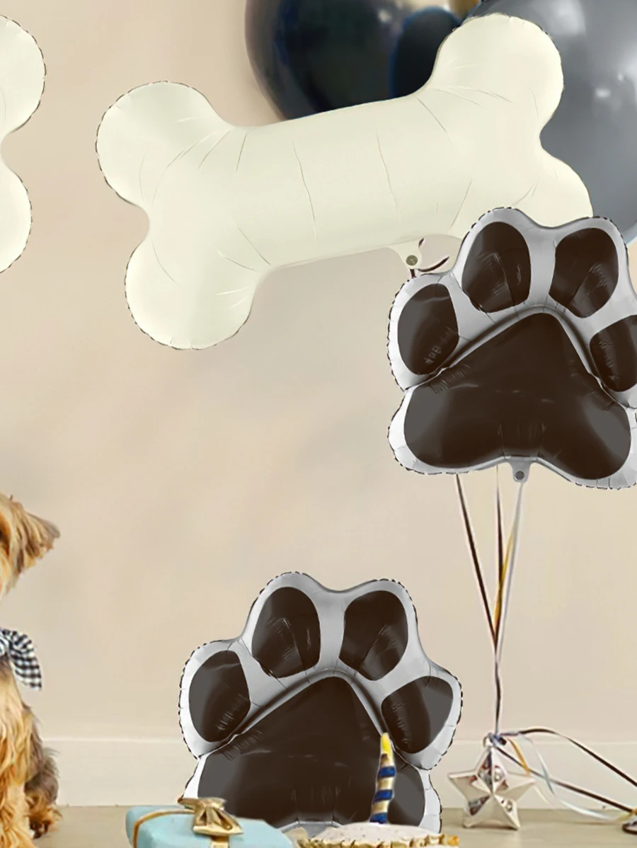 4入組卡通狗和骨形狀鋁箔氣球 - 彩色 - 查看 1