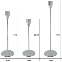 3pcs Silver Candle Holders For Wedding & Party Decorations,Room Decor,Gifts Birthday Graduation - Silver - View 2