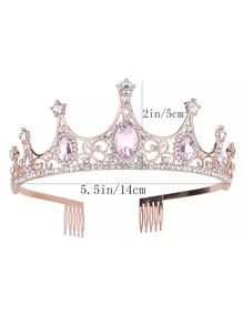 1 Pha Lê Màu Hồng Tiara Cưới Tiara Cho Cô Dâu Và Vương Miện Công Chúa Tóc Tiara Dành Cho Các Bạn Nữ Và Bé Gái - Hồng - Xem 6