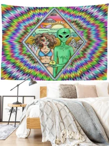 1 Người Ngoài Hành Tinh Hoa Văn Thảm Phủ Hiện Đại Tổng Hợp Vải Cấp Poster Treo Tường Cho Phòng Ngủ Thẩm Mỹ - Nhiều màu - Xem 1