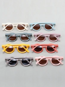 8pcs Unisex Kids Round Personalized Convenient Glasses, Suitable For Outdoor, Travel, Great Gift Glasses - Multicolor - View 5