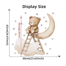 BRUP 1pc Cartoon Teddy Bear, Moon, Cloud, Ladder, Star Wall Sticker For Kids Room