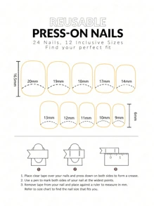 24 件浅紫色闪光装饰短方形全覆盖假脚趾甲套装，按压式指甲，美甲用品，提升您的风格 - 彩色 - 查看 4