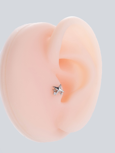 Toppiercing 1pc Delicate And Simple Personality Micro Inlaid Rhinestone Star Stainless Steel Cartilage Piercing Earring