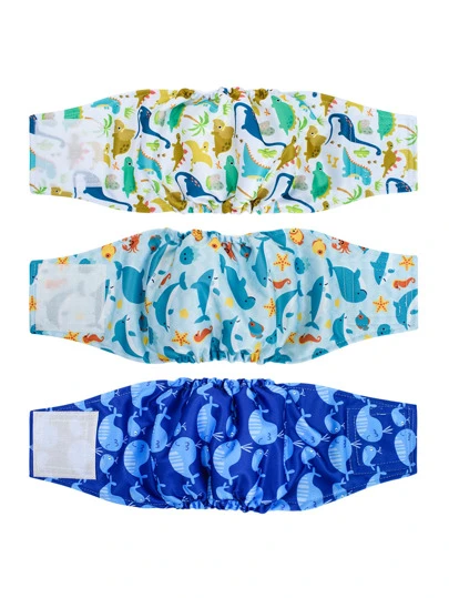 3PCS Male Dog Wraps - High Absorbency Male Dog Diapers (Pack of 3) - Washable Belly Band for Male Dogs Incontinence and Puppy Training