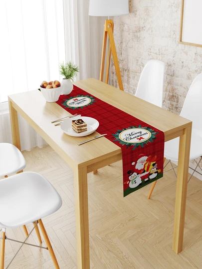 Christmas Santa Claus Festival Atmosphere Decoration Table Runner