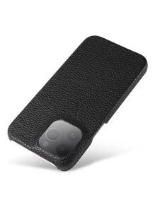 1pc Full Coverage Oil Edge PU Protective Phone Case Compatible With IPhone 17 Pro Max, 17 Pro, 17 Air - Black - View 3