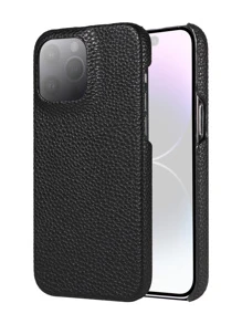 1pc Full Coverage Oil Edge PU Protective Phone Case Compatible With IPhone 17 Pro Max, 17 Pro, 17 Air - Black - View 2