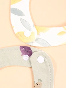 4入組新生兒檸檬圖案防水圍兜 - 彩色 - 查看 4