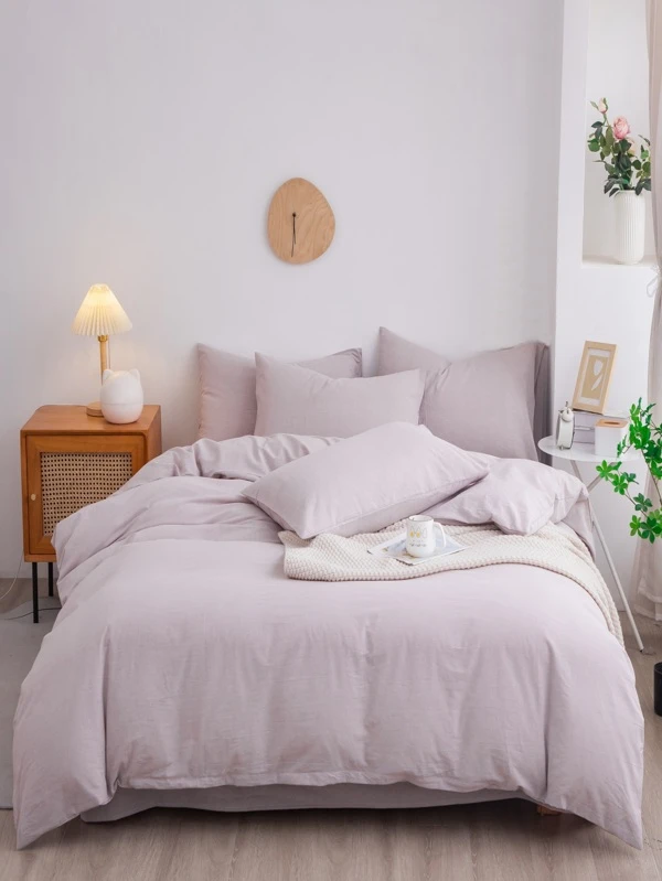 1 Set Light Grey Colorwoven Washed Duvet Cover & Pillowcase Set (3