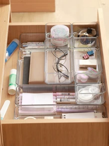 Simple Transparent Drawer Divider Storage Box For Stationery, Books, Cosmetics, Free Combination Organizer Container
