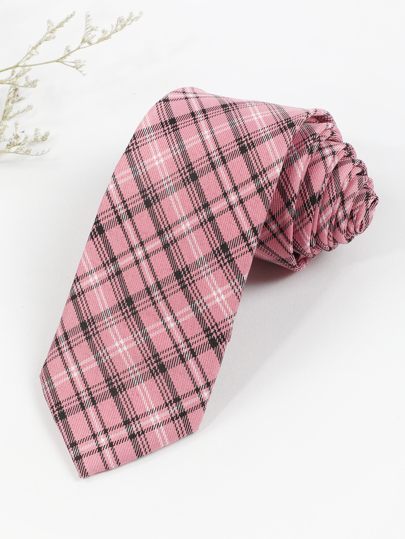 1pc Men Plaid Pattern Tie For Weddings Parties Holidays Ideal Choice For Gifts Work