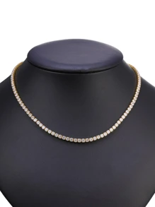 1入組鑲鑽簡約風頸鏈 - 金黃色 - 查看 1