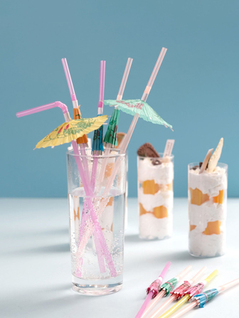 50 件随机颜色雨伞装饰秸秆圣诞礼物