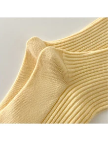 1 Pair Women's Socks, Spring/Summer Double Needle Work Casual Socks, Mediocre Leg Tube, Plain Pile Socks With Drawstring, Magazines' Favorite