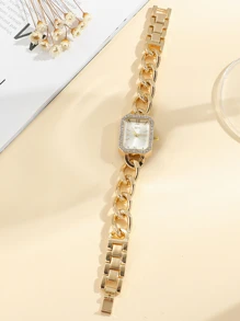 1pc Women's Fashionable Minimalist Bar Mark Quartz Steel Strap Watch, Suitable For Daily Match, Birthday, Anniversary, Halloween Gifts