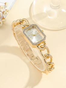 1pc Women's Fashionable Minimalist Bar Mark Quartz Steel Strap Watch, Suitable For Daily Match, Birthday, Anniversary, Halloween Gifts