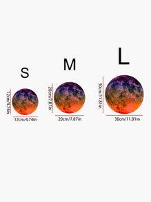 1pc Cartoon Planet Pattern Orange Luminous Pvc Waterproof Self-Adhesive Wall Sticker For Kids' Room