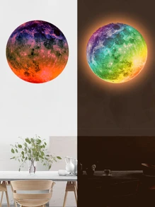 1pc Cartoon Planet Pattern Orange Luminous Pvc Waterproof Self-Adhesive Wall Sticker For Kids' Room