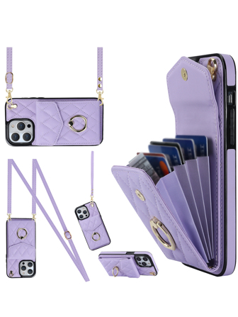 XAF Multi-Slot Accordion Cardholder With Ring And Anti-Drop Lanyard, Case For Mobile Phone