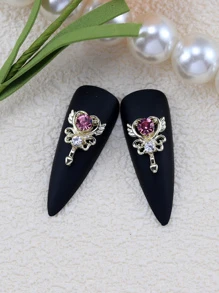 Rhinestone Heart Design Nail Art Decoration, 10Pcs Jewelry Rhinestones Nail Art Charms Nail Art Accessory Nail Art Decoration Diy Nail Gems Nail Supplies Nails