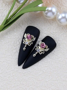 Rhinestone Heart Design Nail Art Decoration, 10Pcs Jewelry Rhinestones Nail Art Charms Nail Art Accessory Nail Art Decoration Diy Nail Gems Nail Supplies Nails