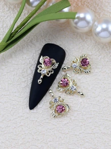 Rhinestone Heart Design Nail Art Decoration, 10Pcs Jewelry Rhinestones Nail Art Charms Nail Art Accessory Nail Art Decoration Diy Nail Gems Nail Supplies Nails