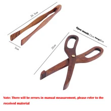 2pcs Wooden Food Tongs And Scissors - Beige - View 6