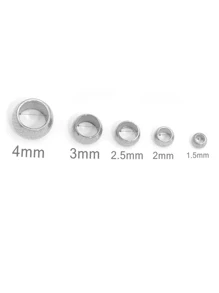 100 Pieces Stainless Steel Ball Crimp End Beads Folding Stop Positioning Buckle Spacing Beads Beads For DIY Jewelry Making Accessories Wholesale - Silver - View 5